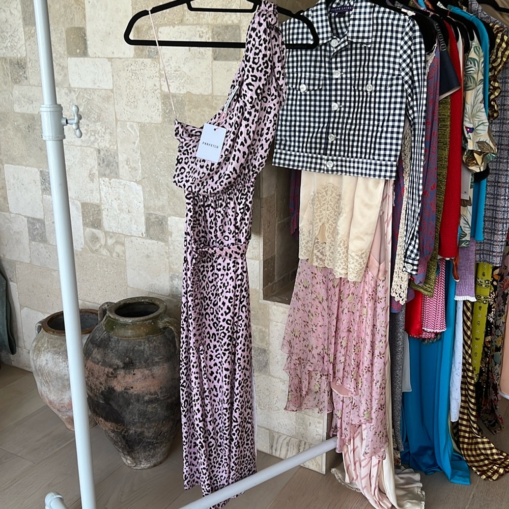 Alessandra Rich pink animal print silk dress size 4 NWT